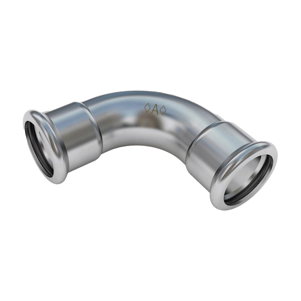 RACCORDO CURVO A 90° A PRESSARE FEMMINA FEMMINA IN ACCIAIO INOX SERIE PRESS INOX 316L - Ã18  - CEX