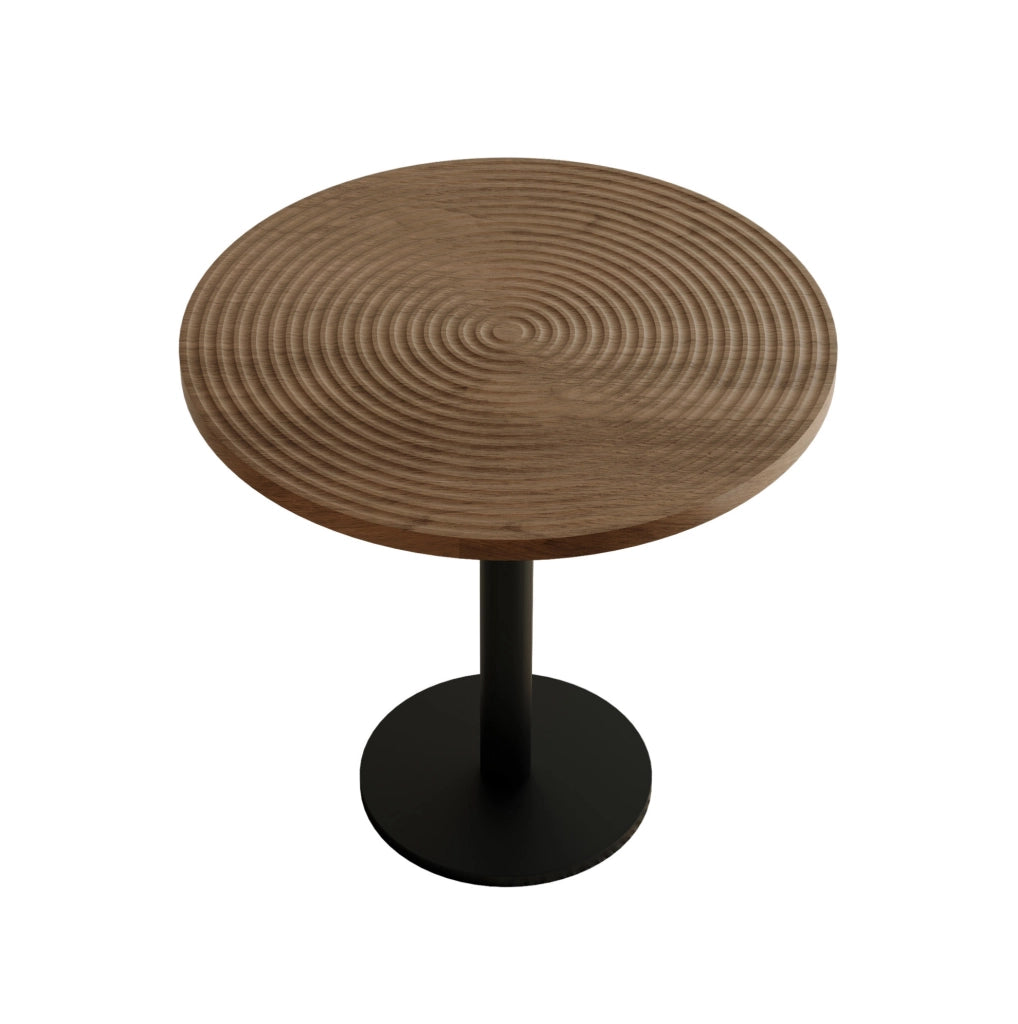 TAVOLO da pranzo rotondo Ø 80 cm MDF effetto legno e metallo nero