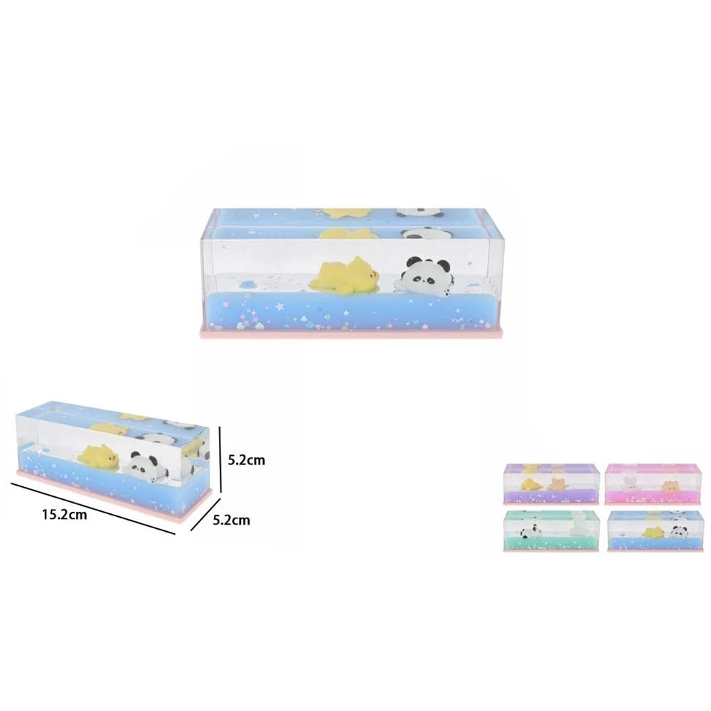 Trade Shop - Decorazione Trasparente A Forma Rettangolare Con Figurine Liquido Ornamenti Regalo 73798 -