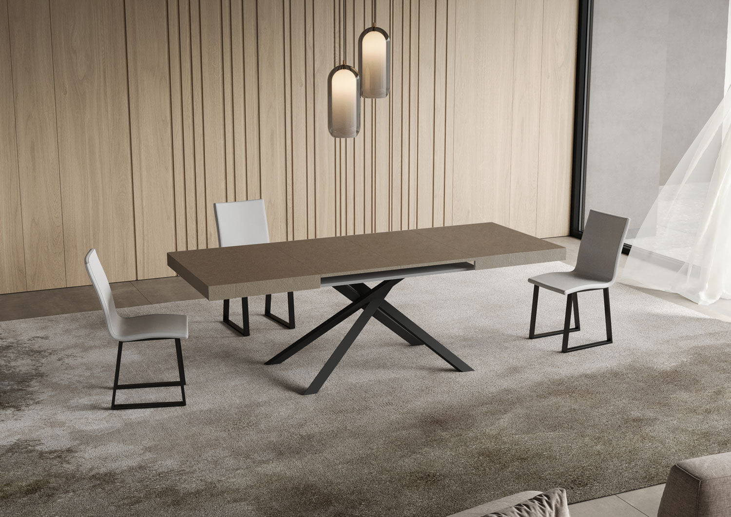 Tavolo Allungabile 120/380x90 cm Niket Tortora Gambe Antracite