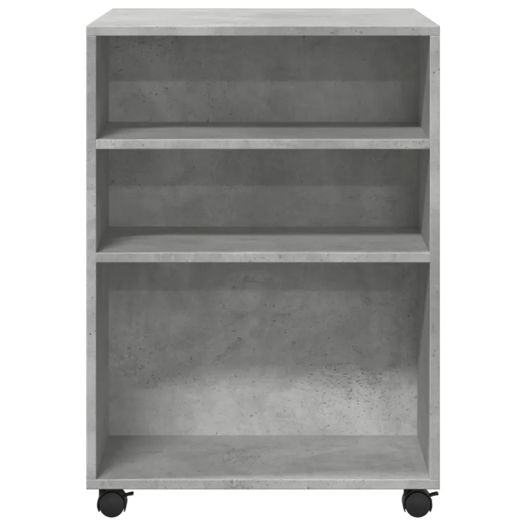 Tavolino con Ruote Grigio Cemento 55x60x78 cm in Truciolato 853158