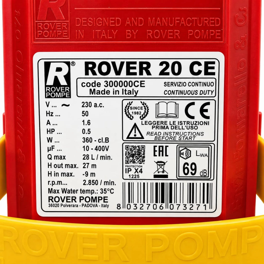 Elettropompa Travaso Liquidi Hp 0,5 Be M20CE lt H.1700 Giri 2850 Rover