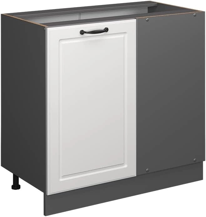 Mobile ad angolo cucina R-Line, Bianco casa di campagna, 86 cm senza piano di lavoro, per la libera combinazione all'interno di sistemi cucina modulari