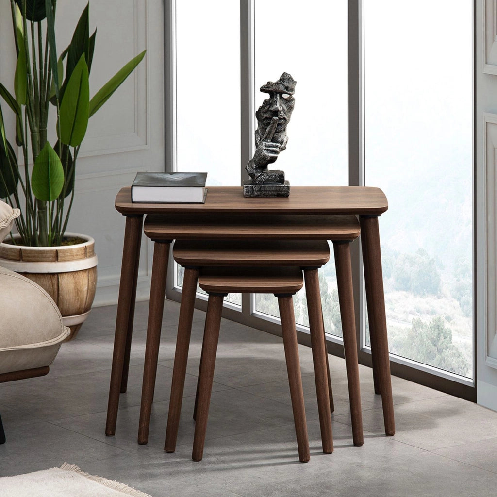 Tavolo nido in legno "Luci" 4 pezzi 70 x 40 x 55 cm - Noce