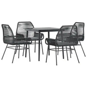 Set da Pranzo da Giardino con Cuscini 5 pz | Set Salotto da Giardino Polyrattan Vetro