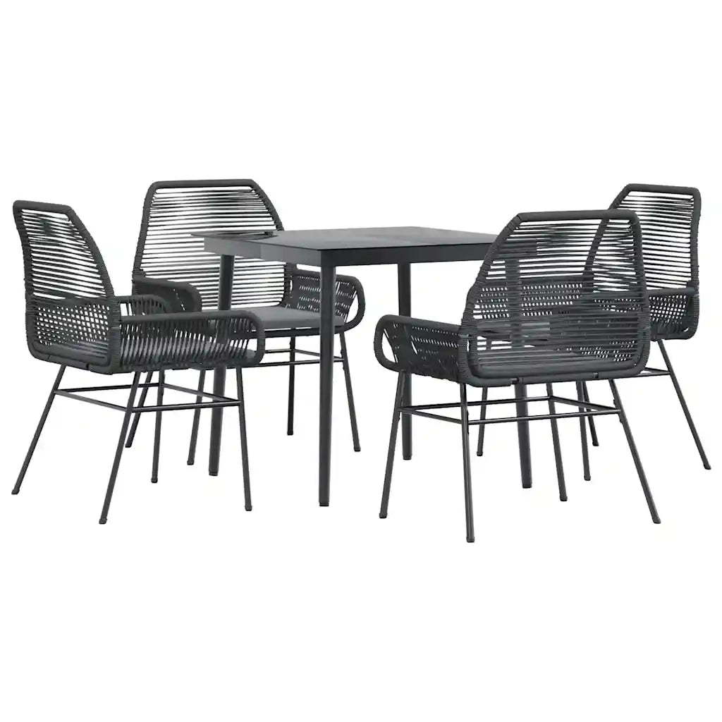 Set da Pranzo da Giardino con Cuscini 5 pz | Set Salotto da Giardino Polyrattan Vetro