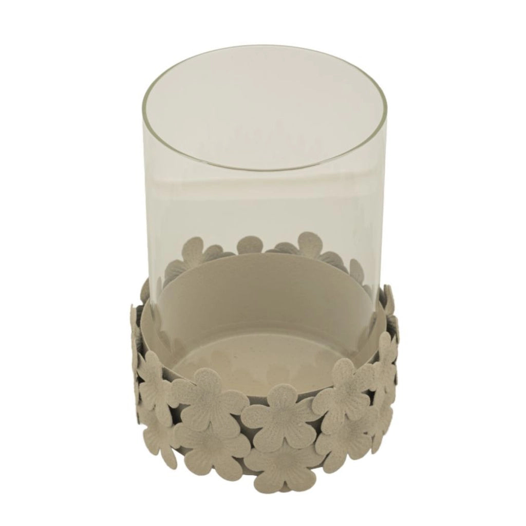 Portacandela VKH749, Beige, Metallo, 12x12x16 cm
