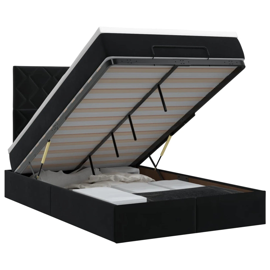 Letto ottomano con materasso Nero 120 x 190 cm Velluto 3457781