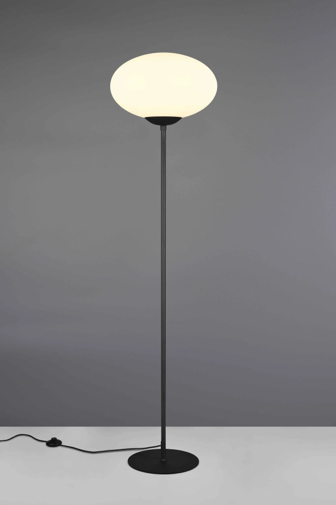 Piantana sfera, vetro e metallo, nero, H 150 cm, Fomento