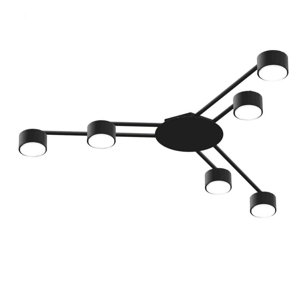 Plafoniera moderna nera in alluminio 6 luci GX53 30W Videx