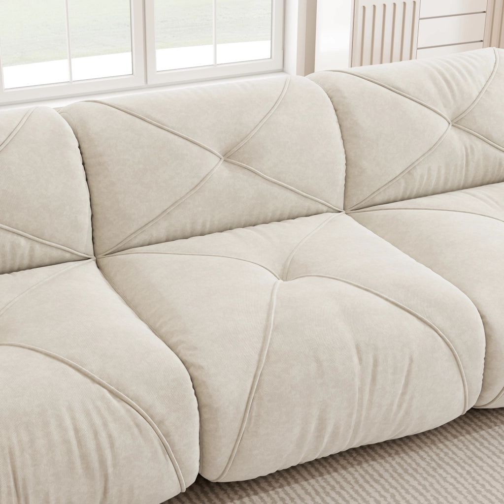 Divano modulare senza struttura in ciniglia beige chiaro HOMVRA