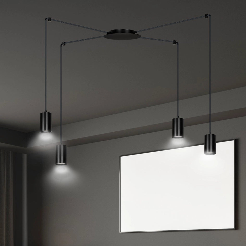 Lampada a sospensione TRAKER con struttura in acciaio nero