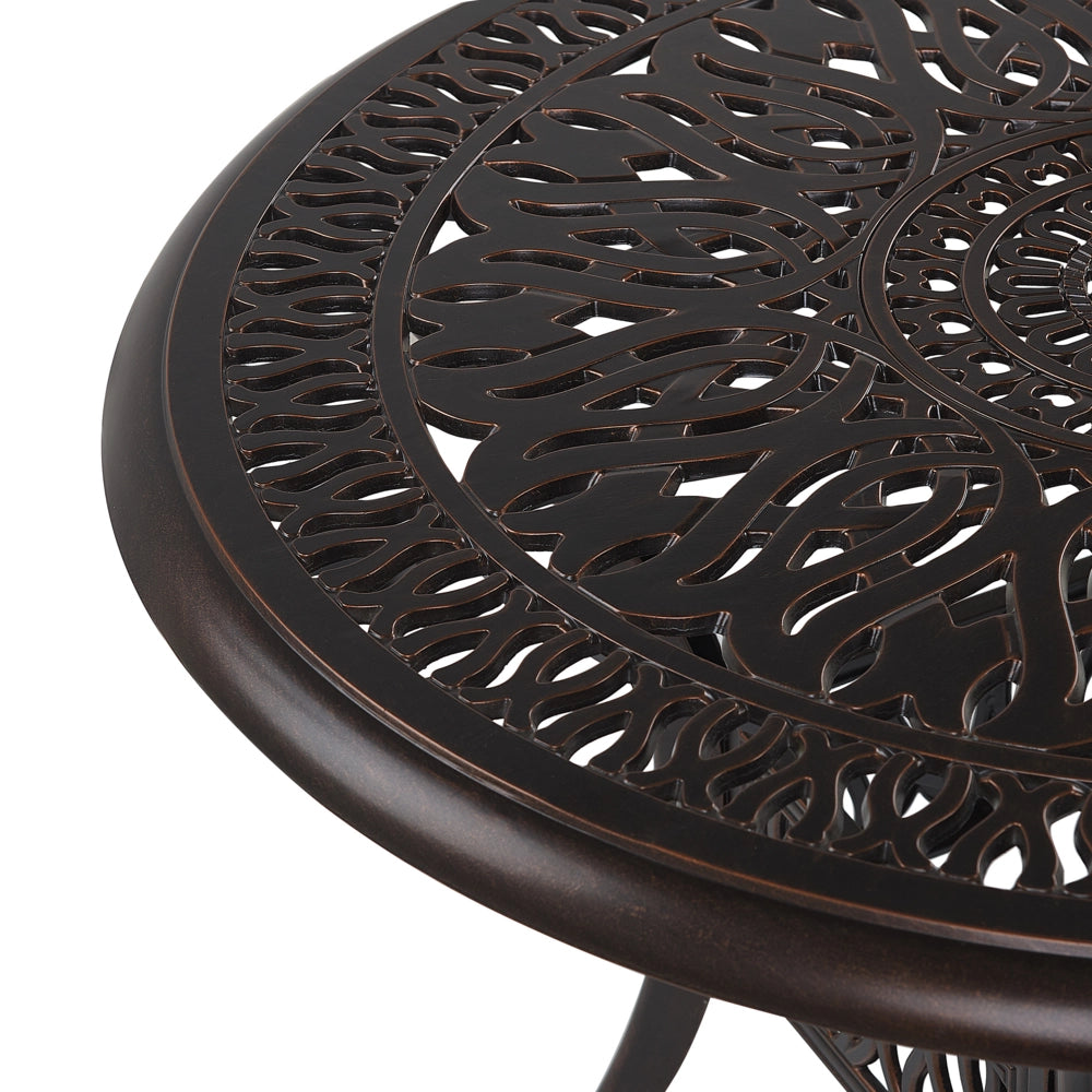 Tavolo da pranzo da giardino in alluminio marrone rotondo ø 90 cm da esterno vintage