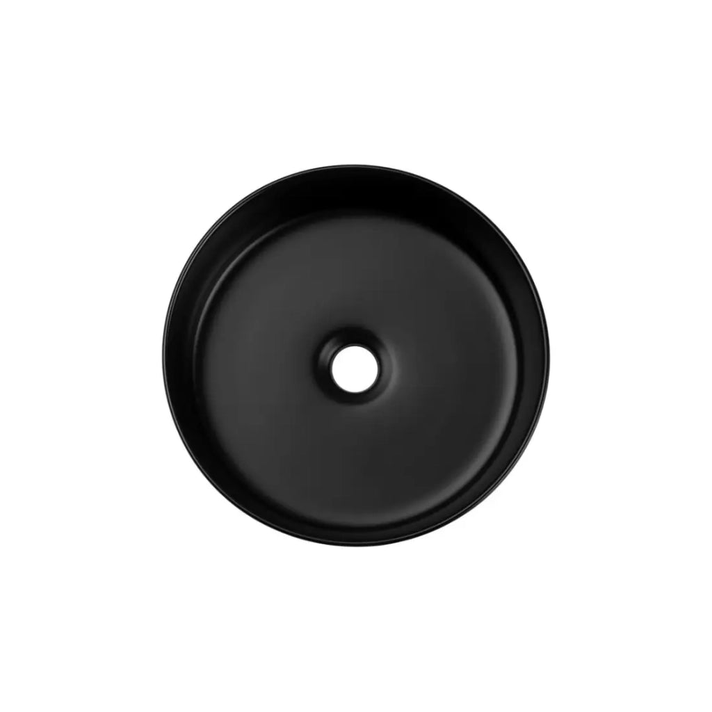 Lavabo da appoggio rotondo 36 cm in ceramica nera opaca
