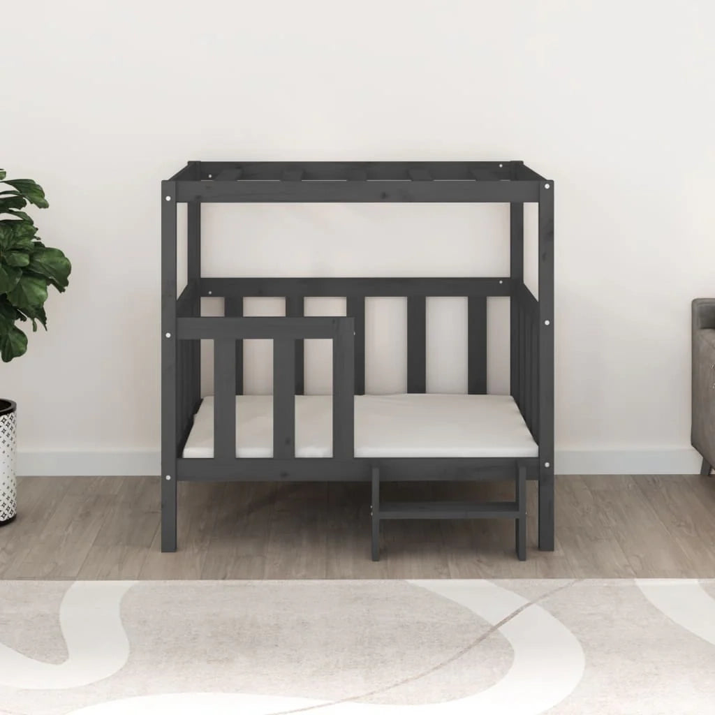 Divano letto per cani comodo 105,5 x 83,5 x 100 cm in legno massello di pino grigio 02_0042646