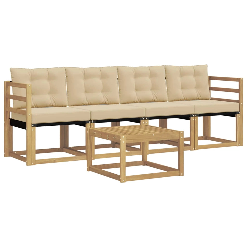 Set di divani da esterno 5 pz Bianco e Beige 3389179