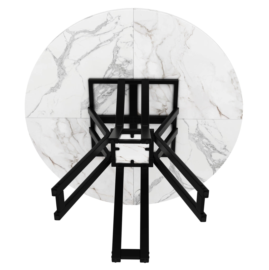 Tavolo da pranzo rotondo 100x100x76 cm in MDF e metallo; nero