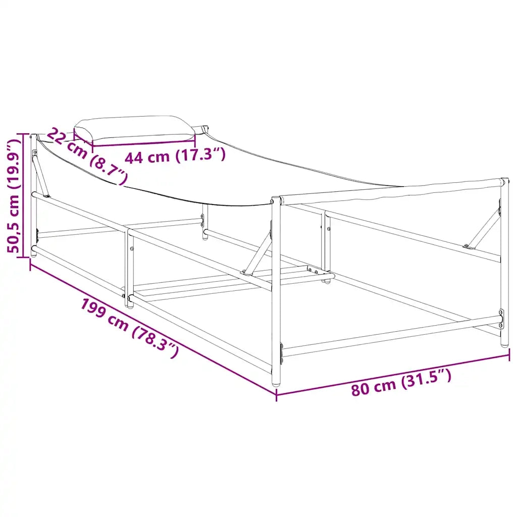 Lettino da Giardino 2 pcs Nero Acciaio verniciato a polvere 42003023