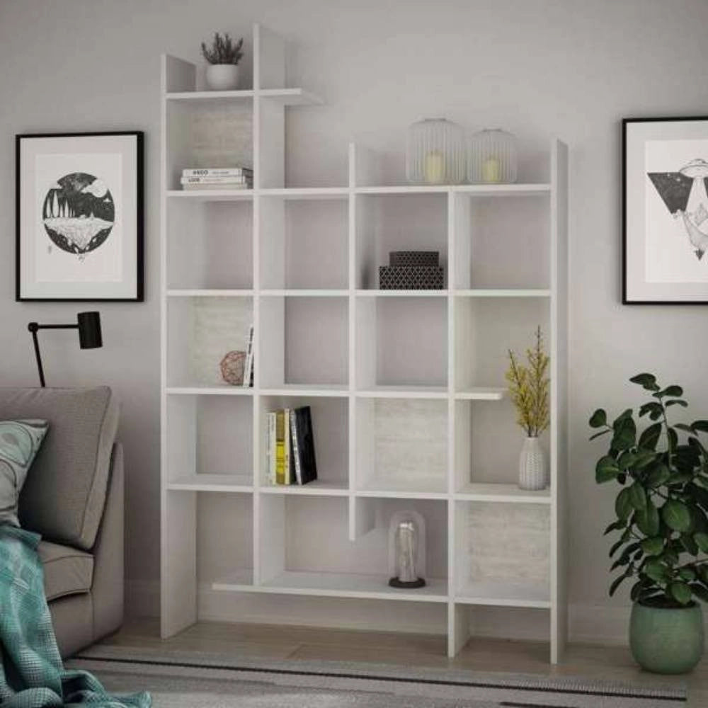 Libreria 6 ripiani Manco 122x25.5x188H colore bianco