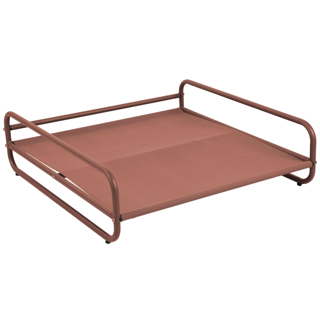 Oviala - Pouf a righe mobili da giardino modulari con struttura terracotta