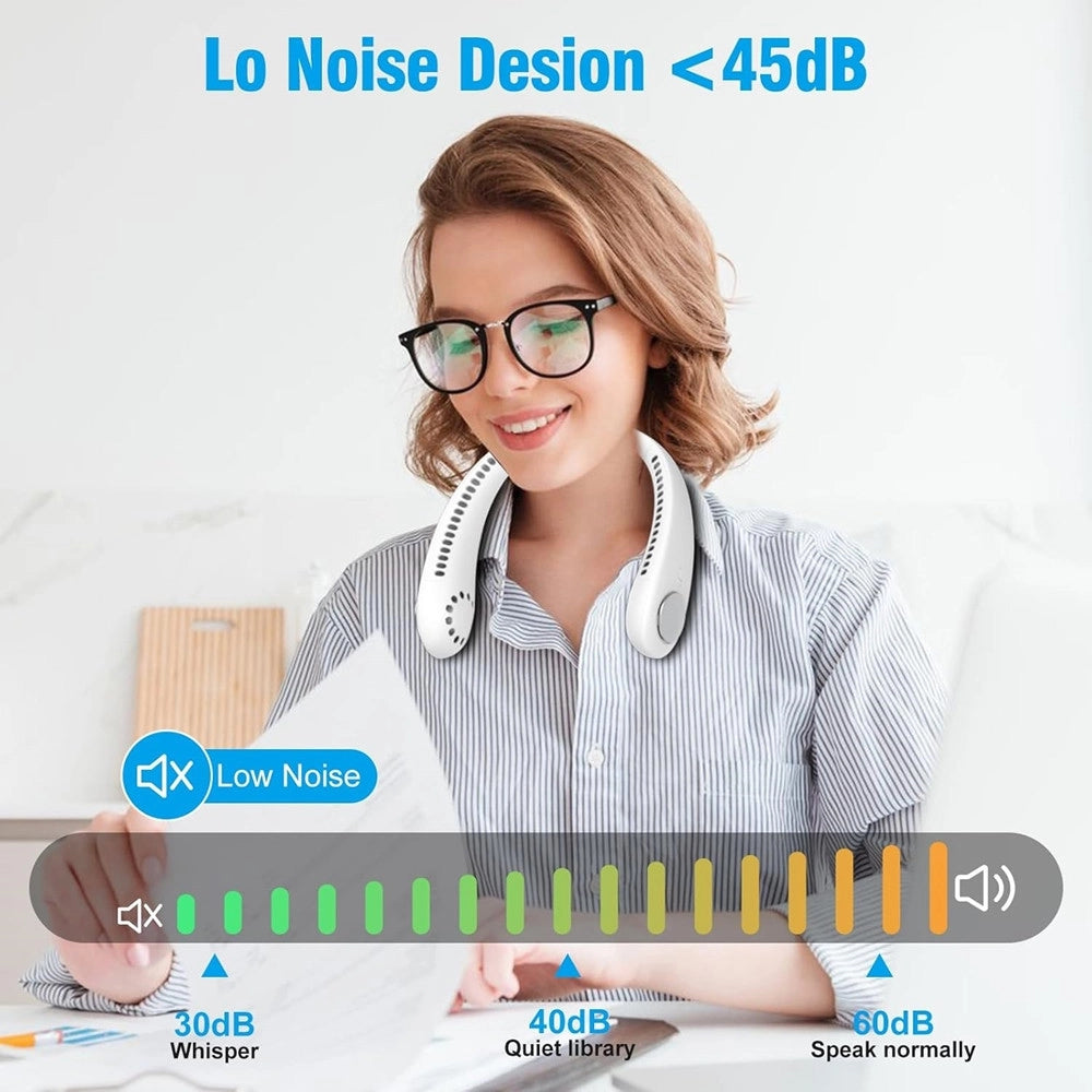 Trade Shop - Mini Ventilatore Collo Portatile Ricaricabile Usb Senza Pale 2600mah 3 Velocità Silenzioso -