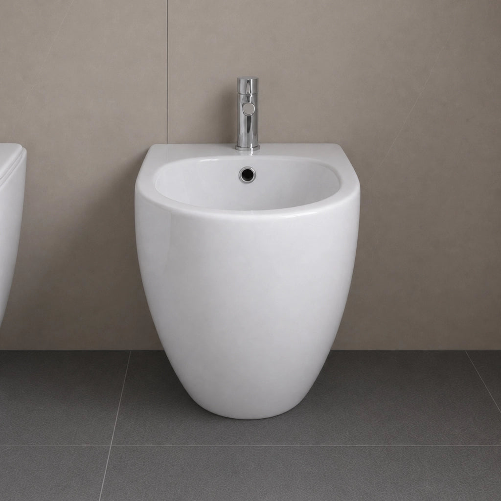 Serie venere bidet ceramica a pavimento bianco lucido filo parete *** tinta bianco lucido, confezione 1