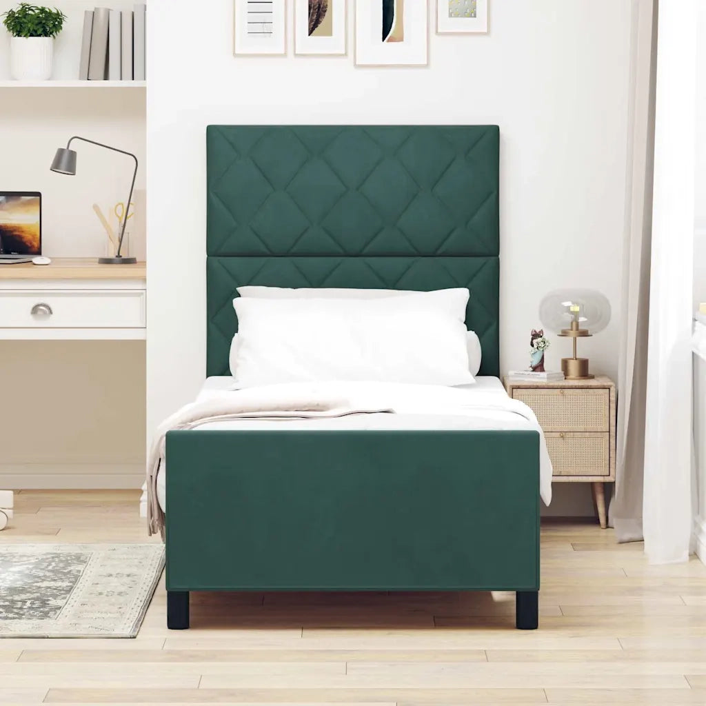 Letto a molle con testiera Verde Scuro 100 x 200 cm Velluto 3344990