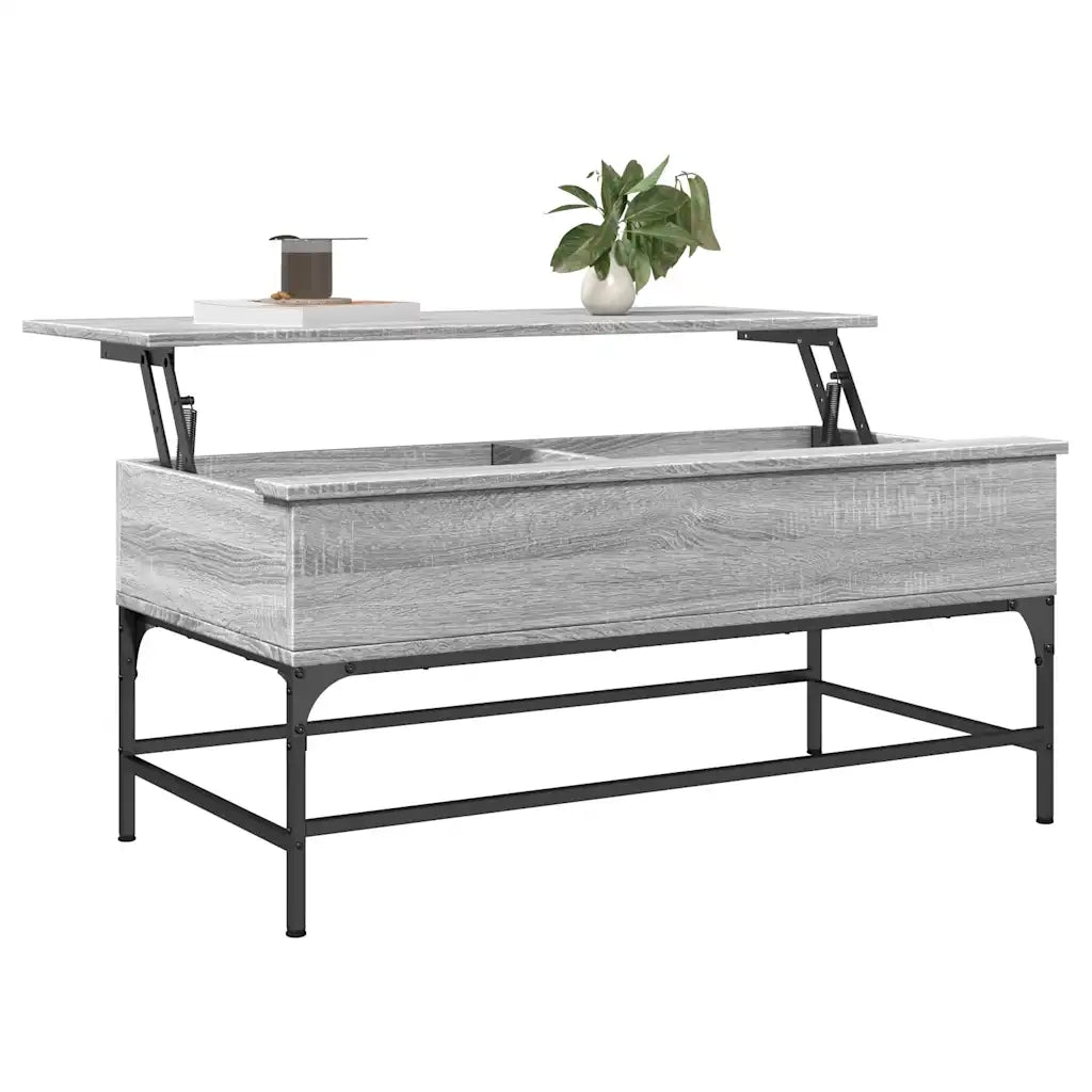 Tavolino Grigio Sonoma 100x50x45 cm Legno Multistrato e Metallo 845399
