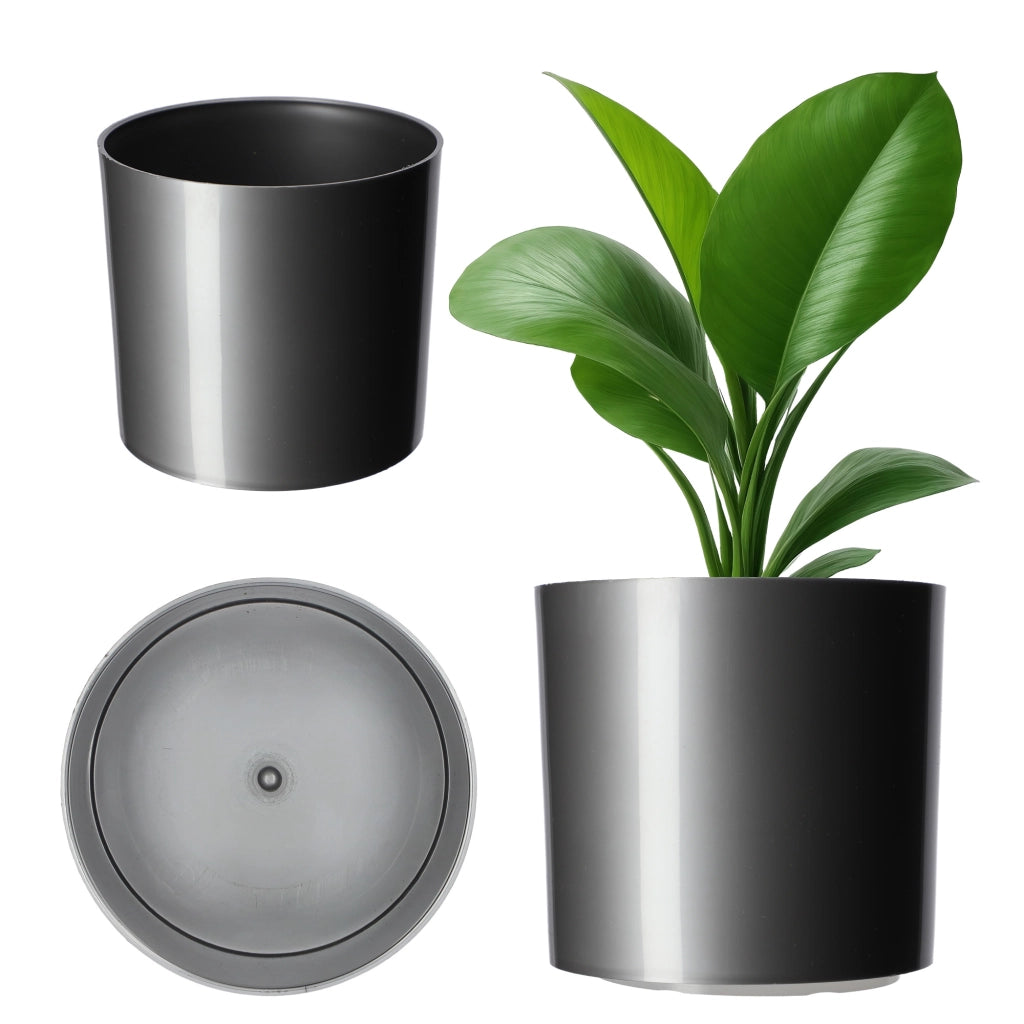 Vaso da fiori rotondo in plastica KADAX, 12,5 cm, colore argento.