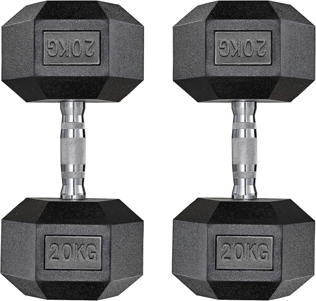 Set di 2 manubri esagonali, 10 – 30 kg, con rivestimento antiscivolo, impugnatura ergonomica, set di manubri corti in gomma polimerica, per allenamento aerobico