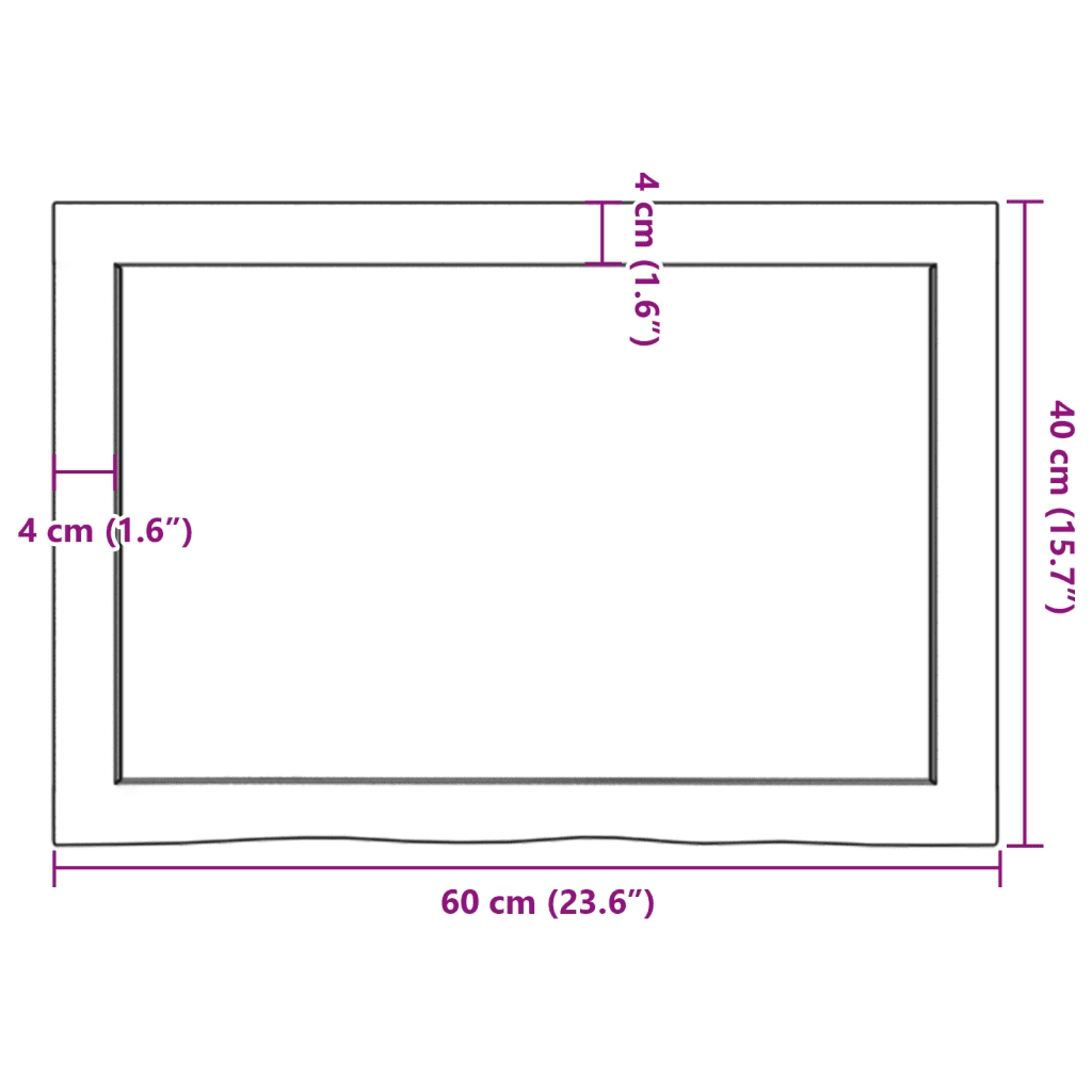 Piano Bagno Marrone Scuro 60x40x(2-6)cm Legno Massello Trattato 3156202