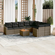 Set Divano da Giardino 10 pz con Cuscini Grigio in Polyrattan 3224282