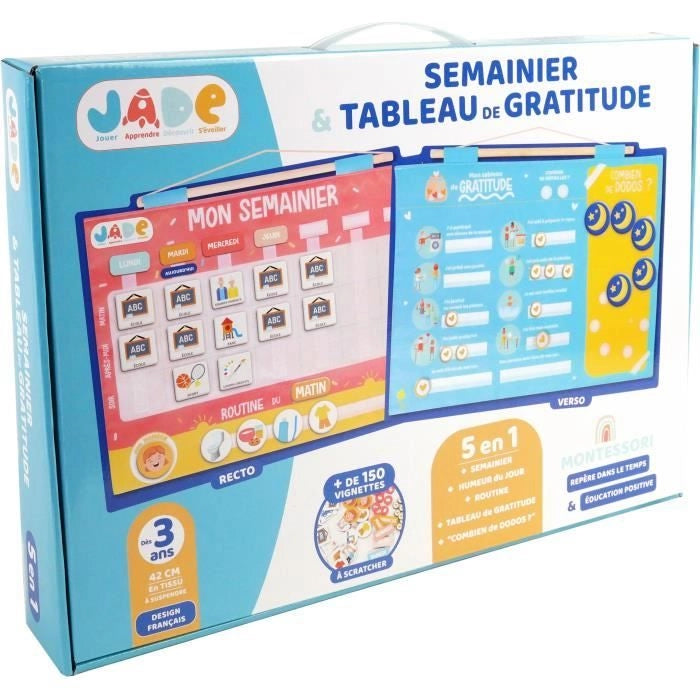 Calendario settimanale della gratitudine per bambini - GIADA - Montessori - Gioco educativo - Umore - Sonno - Gioco per bambini - Design francese
