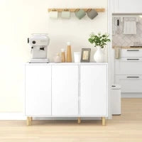 Credenza Moderna con 2 Armadietti a 3 Ripiani in Legno, 107x40x80 cm, Bianco