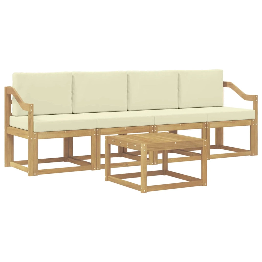 Set di divani da esterno 5 pz Bianco e Crema 3387224