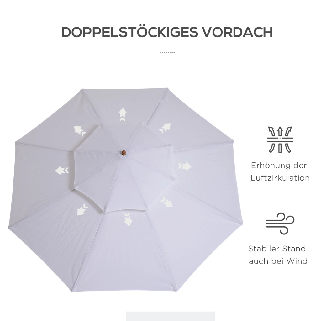 Ombrellone da giardino in legno doppio tetto ¨C zephmum ¨C bianco 300x300