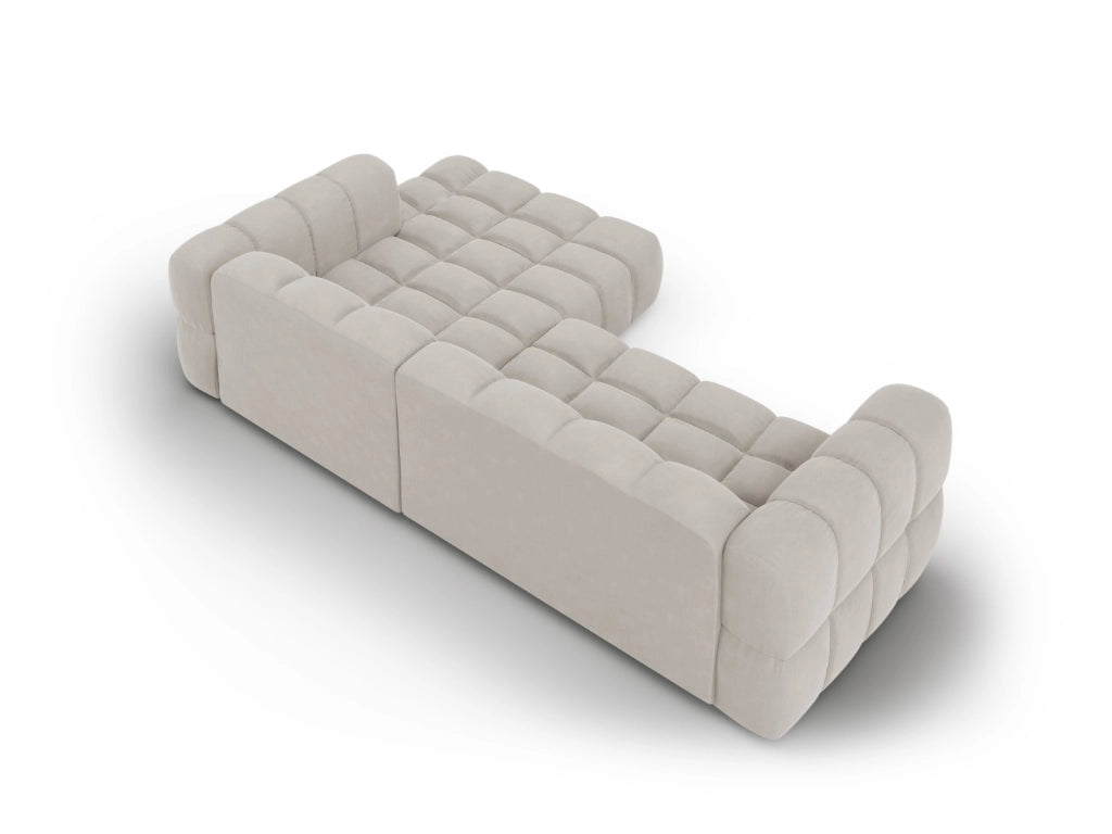Cosmopolitan Design - Divano angolare modulare destro "Sky" 4 posti in velluto beige chiaro 