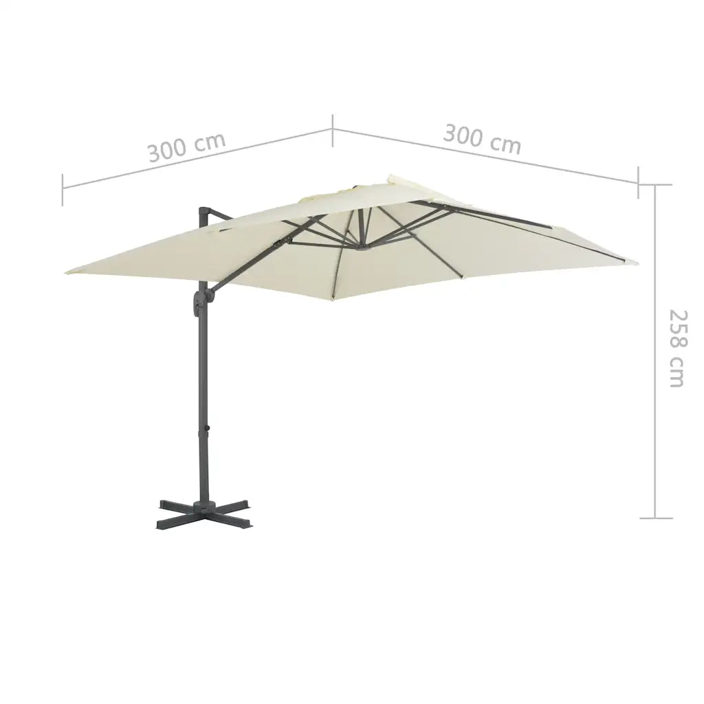 Ombrellone da giardino a sbalzo con palo in alluminio 300x300 cm Sabbia 44632