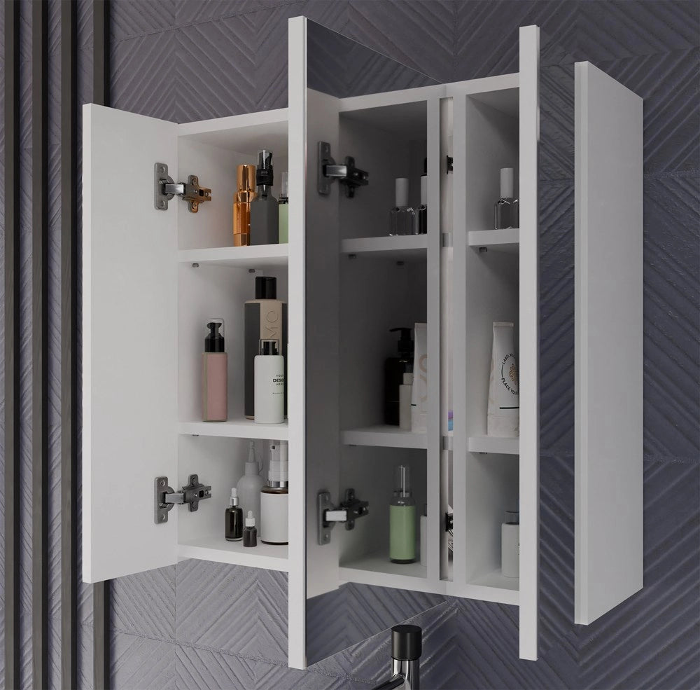 Mobile bagno POLA 3l sospeso con 3 lustrami sopra lavabo 3 ante bianco