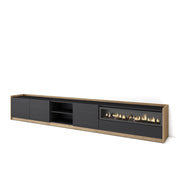 Mobile TV Soggiorno, 310x50x37 cm, Per TV fino a 80", Camino elettrico, Nero e rovere