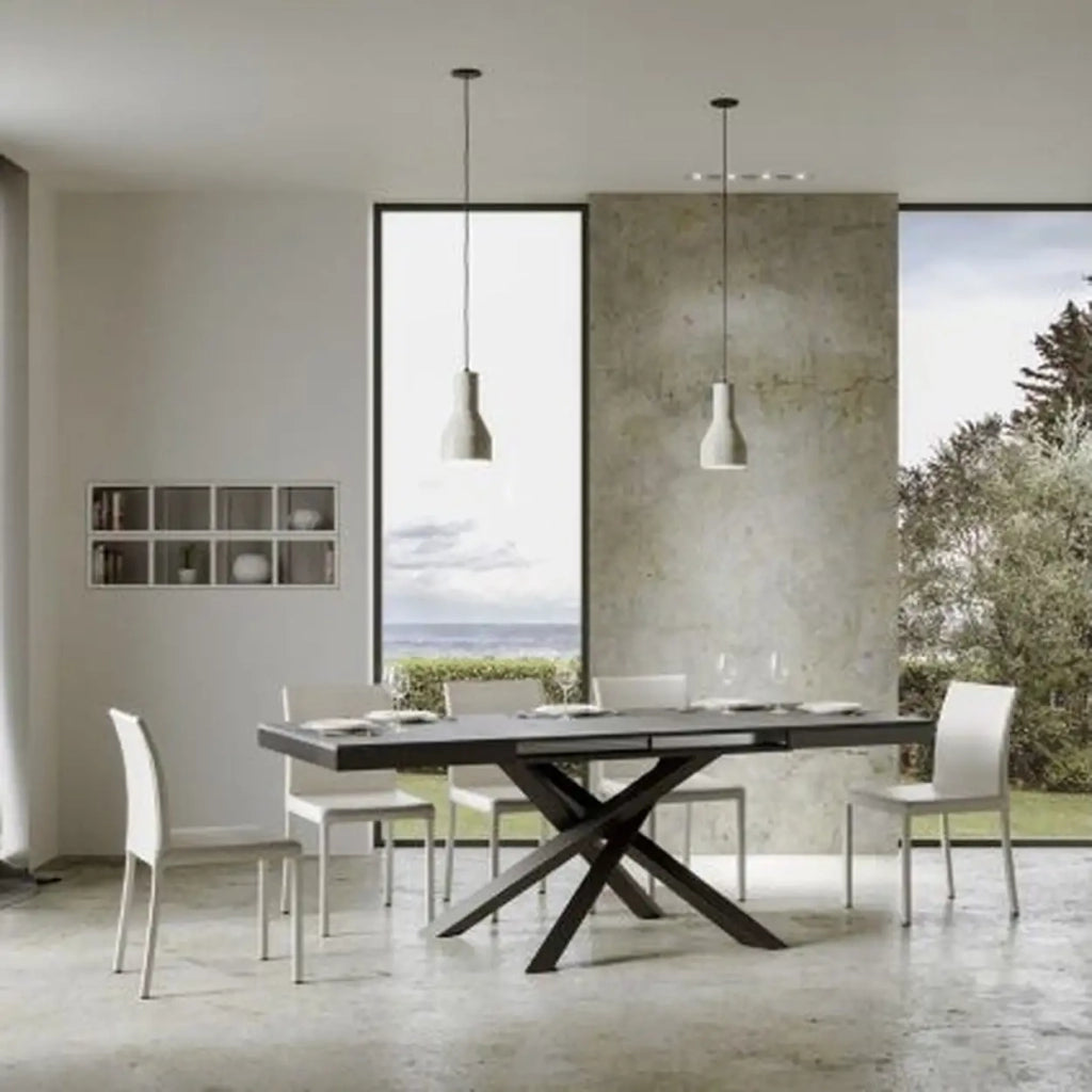 Tavolo allungabile 160/264x90 cm Volantis Evolution colore cemento telaio e gambe antracite