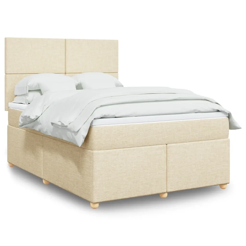 Giroletto a Molle con Materasso Crema 140x200 cm in Tessuto
