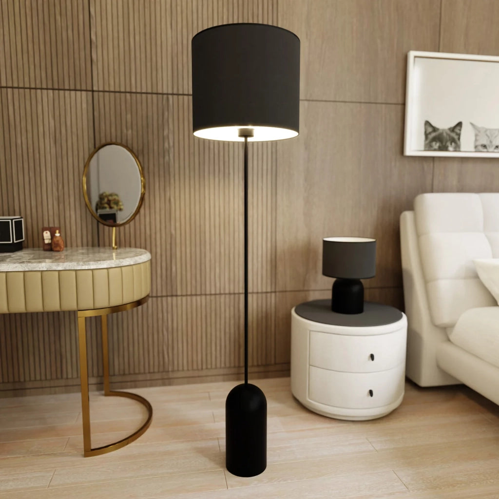 Piantana Minimal Enlil Acciaio Nero Bianco 1 Luce E27 Ip20