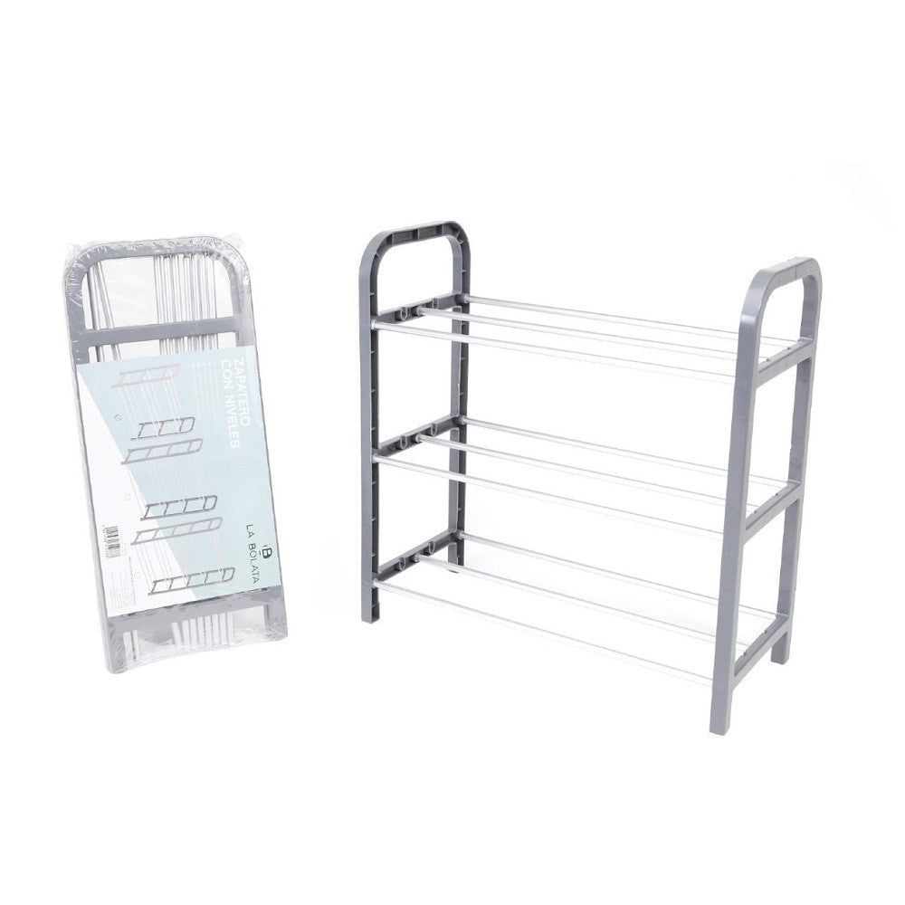 Trade Shop - Scarpiera In Plastica 3 Ripiani Livelli Salvaspazio 40x19x42cm Porta Scarpe Casa -