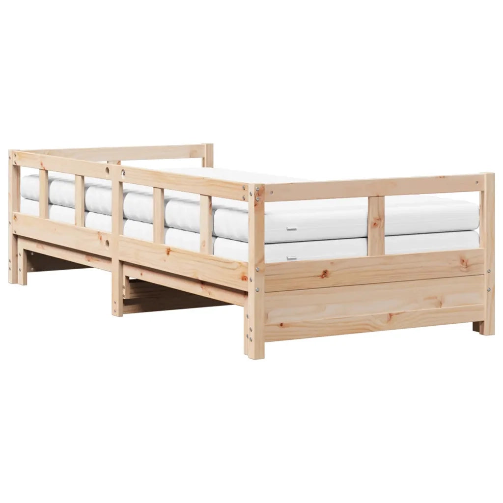 Divano Letto con Rotelle e Materasso 90x190cm Massello Pino