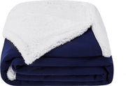 Banchetto Plaid in Felpa, Duvet per Camera da letto, Cuscino Plaid Extra Spesso e Caldo in Lana per Banchetto e Salotto, 130x150cm, Blu Marino