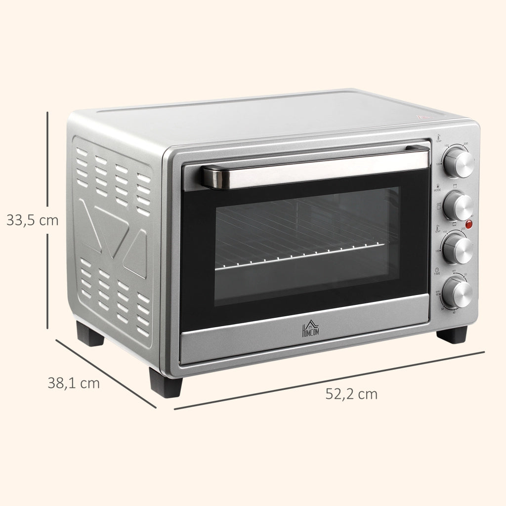 Forno Elettrico 32L 1600W con Timer e Controllo Temperatura ¨C zephmum ¨C 52,2x38,1x33,5 cm Argento
