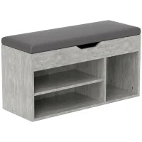 Scarpiera Salvaspazio Imbottita a 3 Ripiani Aperti con Spazio a Scomparsa, in Legno, 80x30x45 cm, Nero e Grigio