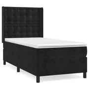 Letto singolo | Letto per adulti | Giroletto a Molle con Materasso Nero 90x190 cm in Velluto