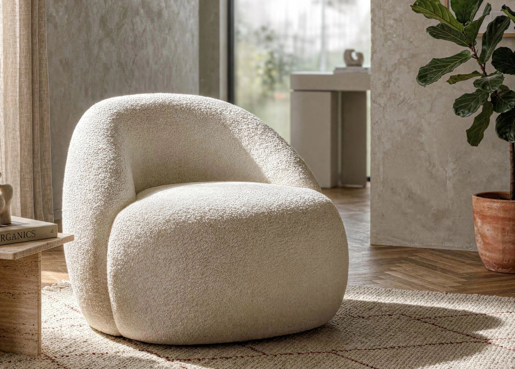 Poltrona Ginevra Bianca 81x78x64 cm in Compensato e Spugna e Poliestere Bianco